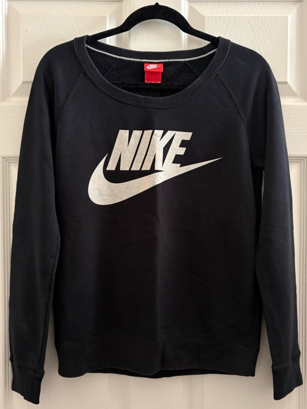 Nike Scoop-Neck Sweatshirt, Black with White Swoosh Logo